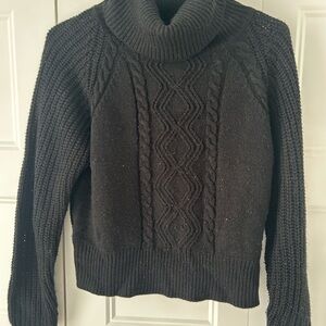 Cozy Black Cable Knit Turtleneck Sweater
